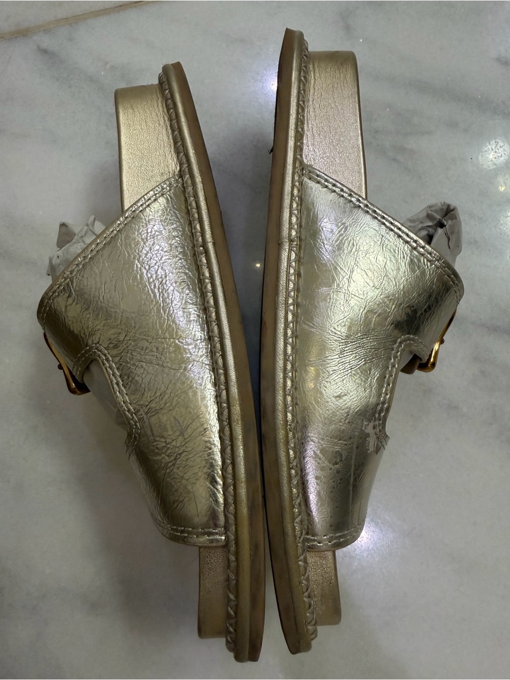 Dolce Vita Sevana Gold Slides Mules Light Gold - Picture 4 of 7